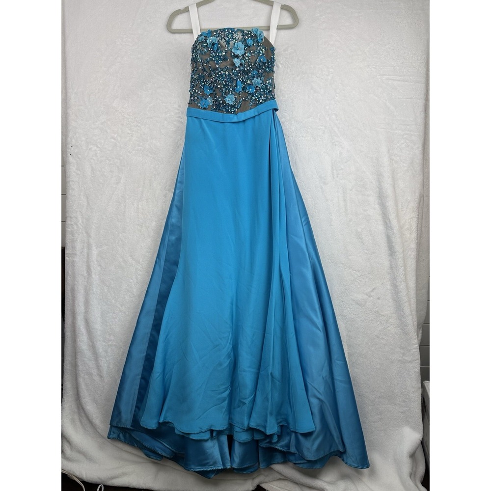 Gregory Ellenburg‎ Dress Custom Formal Pageant Gown EUC Size 2 Jeweled Open Wrap
